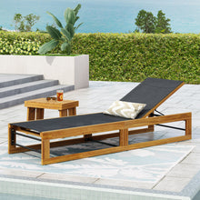 Load image into Gallery viewer, Outdoor Chaise Lounge With Acacia Wood Frame And Mesh Seat - Teak
