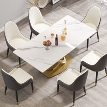 Load image into Gallery viewer, 70.84" Modern Artificial Stone Panel Double-Ring Stainless Steel Metal Legs, Can Accommodate 6-8 People