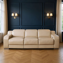 Load image into Gallery viewer, 103" Modern Italian Leather Reclining USB Sofa - Beige