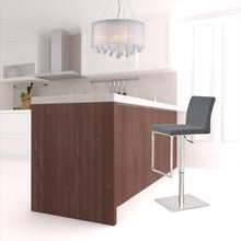 Load image into Gallery viewer, Faux Leather And Stainless Steel Swivel Low Back Adjustable Height Bar Chair - Gray / Silver