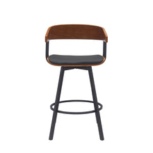 Load image into Gallery viewer, Faux Leather And Metal Swivel Low Back Counter Height Bar Chair - Black