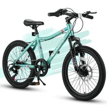Load image into Gallery viewer, S20101 20" Kids' Bike, Boys Girls Mountain Bike Ages 8-12, 7 Speed Teenager Children Kids' Bicycles, Front Suspension Disc Brake Rear V-Brake, High Steel Frame
