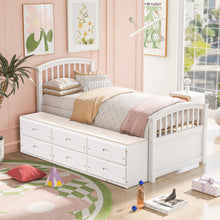 Load image into Gallery viewer, Platform Storage Bed Solid Wood Bed With 6 Drawers
