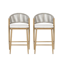 Load image into Gallery viewer, Outdoor 26" Counter Height Metal Frame Counter Stools With Scallop Shaped Backrest & Water Resistant Cushions