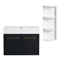 Load image into Gallery viewer, Modern Wall Mounted Bathroom Vanity With Thick Edge Resin Sink And Storage Rack