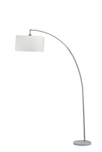 Load image into Gallery viewer, Arc Floor Lamp With White Drum Shade - White And Silver