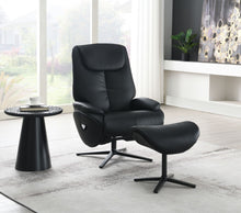 Load image into Gallery viewer, Labotina - Top Grain Leather Accent Chair With Swivel & Ottoman - Black