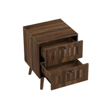 Load image into Gallery viewer, Double Drawer Bedside Table (Set of 2) - Walnut