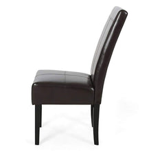 Load image into Gallery viewer, Bonded Leather Upholstered Dining Chair With Solid Wood Legs (Set of 2) - Chocolate