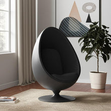 Load image into Gallery viewer, 35" Contemporary Fiberglass And Wool Swivel Egg Chair - Black