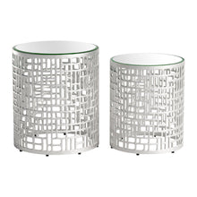 Load image into Gallery viewer, Mirrored Glass Aluminum Round Pedestal End Table - Silver