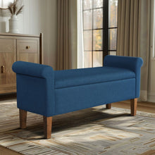 Load image into Gallery viewer, Upholstered Storage Bench With Rolled Armrests