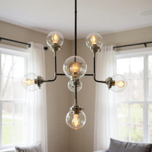 Load image into Gallery viewer, Sputnik Eight Light Metal Chandelier With Shades - Silver