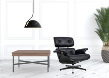 Load image into Gallery viewer, Tufted Genuine Leather Swivel Lounge Chair with Ottoman 35" - Black
