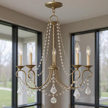 Load image into Gallery viewer, 23" Five Light Dimmable Chandelier With Shades - Silver