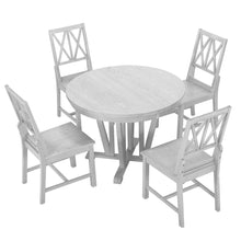 Load image into Gallery viewer, Topmax - 5 Piece Rustic Extendable Dining Table Set Round Trestle Table And 4 Cross Back Dining Chairs For Kitchen, Dining Room