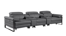 Load image into Gallery viewer, Top Grain Leather Reclining Metal USB Sofa (720340) - Dark Gray