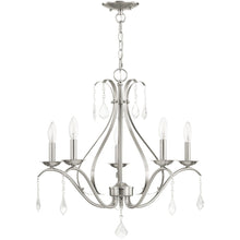 Load image into Gallery viewer, 23" Five-Light Dimmable Chandelier With Shades - Nickel