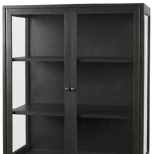 Load image into Gallery viewer, 36" Solid Wood And Metal Display Cabinet With Two Doors - Black