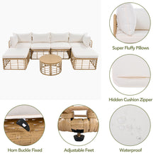 Load image into Gallery viewer, Outdoor Patio Furniture, All-Weather Rattan Sectional Sofa Set With Thick Cushions And Pillows, Freely Combined Conversation Sets For Garden, Backyard, Balcony