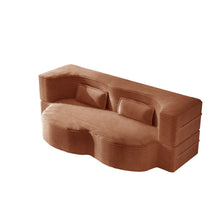 Load image into Gallery viewer, Modern Floor Sofa With 2 Pillows, Convertible Twin Size Folding Mattress For Living Room