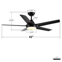 Load image into Gallery viewer, Ceiling Fan With Lights And Remote Control, Reversible DC Motor, 6 Speeds, 3 Cct Dimmable LED, Quiet Timer For Indoor - Black
