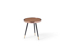 Load image into Gallery viewer, Wood Stainless Steel Round End Table (719956) - Walnut / Black / Rose