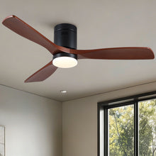 Load image into Gallery viewer, Low Profile Flush Mount Intergrated LED Ceiling Fan With Light And Silent Reversible Motor