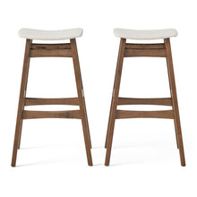 Load image into Gallery viewer, Mid Century Modern Bar Stool Set With Upholstered Seating