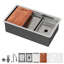 Load image into Gallery viewer, Undermount Stainless Steel Kitchen Sink With Pull Down Faucet & Ledge Workstation