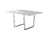 Load image into Gallery viewer, 59" Metal Sled Base Dining Room Table - Gray / Silver
