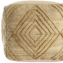 Load image into Gallery viewer, 18" Jute Blend Cube Geometric Pouf Ottoman - Natural