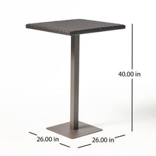 Load image into Gallery viewer, Outdoor Square Rattan Bar Table With Iron Frame - Multi Brown