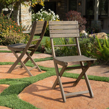 Load image into Gallery viewer, Outdoor Foldable Wood Dining Chair With Slat Design (Set of 2)