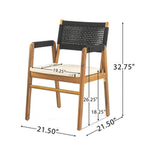 Load image into Gallery viewer, Outdoor Rustic Patio Acacia Bistro Set With Cushions