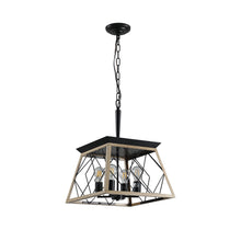 Load image into Gallery viewer, Four Light Metal Chandelier With Shades - Oak