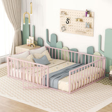 Load image into Gallery viewer, Metal Floor Bed Frame With Fence And Door