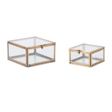 Load image into Gallery viewer, Decorative Keepsake Boxes (Set of 2) - Clear / Gold
