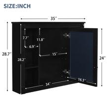 Load image into Gallery viewer, Wall-Mounted Bathroom Storage Cabinet With Mirror, 6 Open Shelves - Black