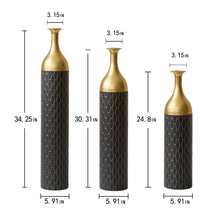 Load image into Gallery viewer, Elegant Floor Vase Set Metal Decorative Vases 3 Piece Set For Floral Display, Wedding & Gift Decor - Gold / Black
