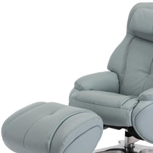 Load image into Gallery viewer, Tufted Genuine Leather Manual Swivel Recliner With Ottoman (730547) - Baby Blue