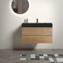 Load image into Gallery viewer, Alice - Natural Oak Bathroom Vanity With Sink, Large Storage Wall Mounted Floating Bathroom Vanity For Modern Bathroom, One-Piece Sink Basin Without Drain