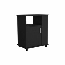 Load image into Gallery viewer, Wood Flat Door Rolling Kitchen Cart With Storage - Black