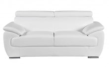 Load image into Gallery viewer, Faux Leather Love Seat - White / Silver