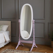 Load image into Gallery viewer, 59" Wood Freestanding Oval Framed Cheval Mirror - Purple / White