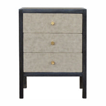 Load image into Gallery viewer, 24" Solid Wood And Faux Sha Three Drawer Nightstand - Gray And Black