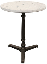 Load image into Gallery viewer, Stone Iron Pedestal Base Round Top Dining Table - Ivory / Brown