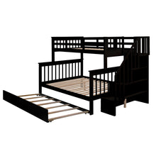 Load image into Gallery viewer, Bunk Bed With Twin Size Trundle, Storage And Guard Rail For Bedroom