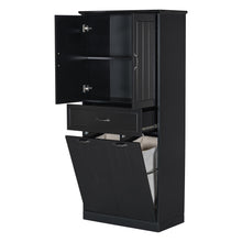 Load image into Gallery viewer, Modern Bathroom Storage Cabinet With Two Laundry Baskets, One Drawer, Adjustable Shelf