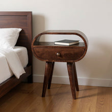 Load image into Gallery viewer, 21" Solid Wood Oval One Drawer Nightstand - Walnut